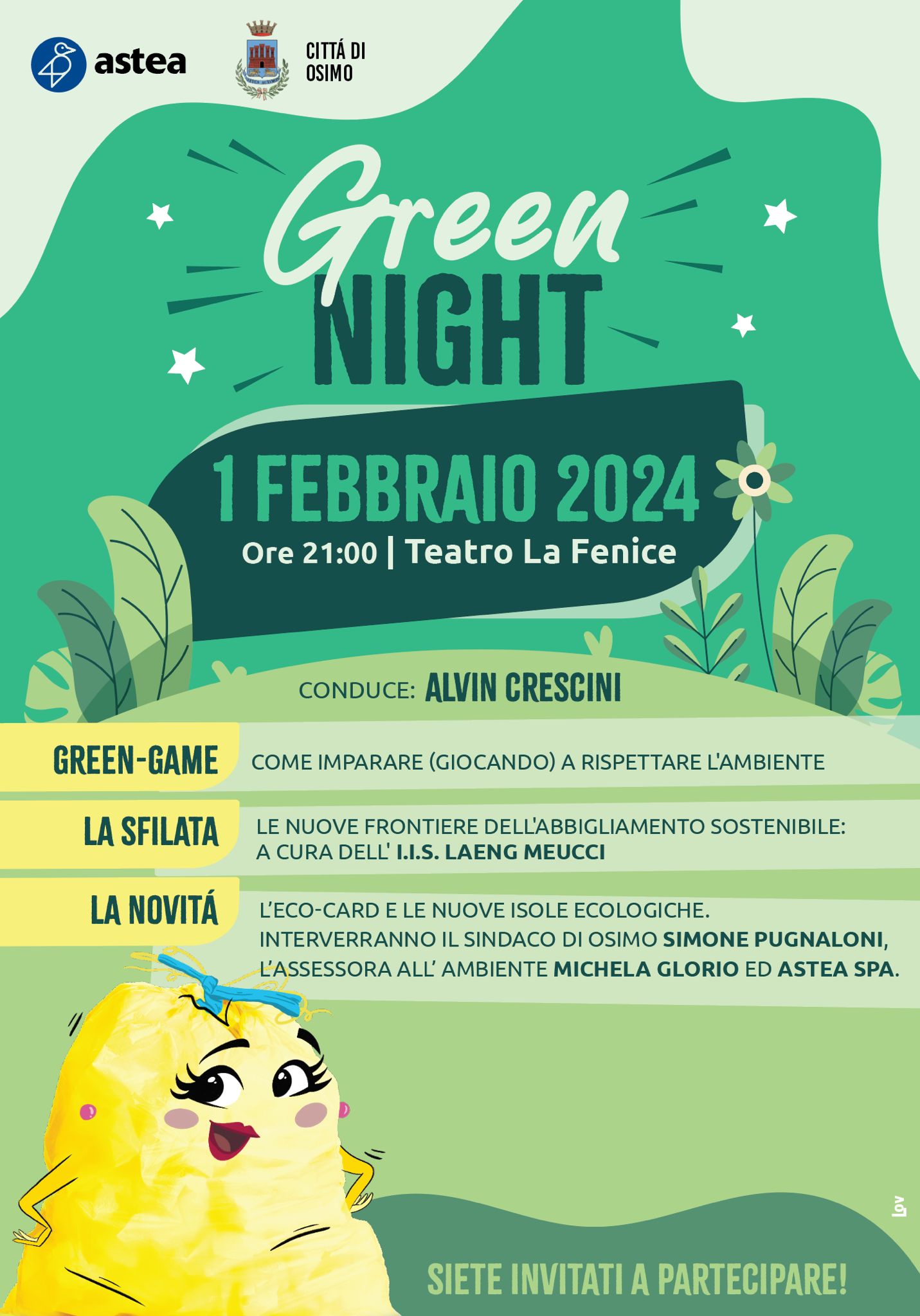 La “Green Night” al Teatro La Nuova Fenice di Osimo, giovedì 1 febbraio 2024
