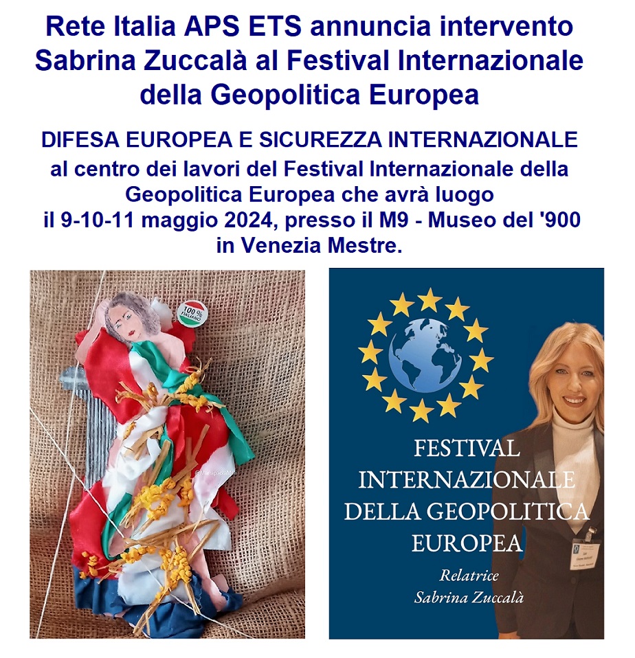 Festival Internazionale della Geopolitica Europea Rete Italia APS ETS annuncia intervento di Sabrina Zuccalà
