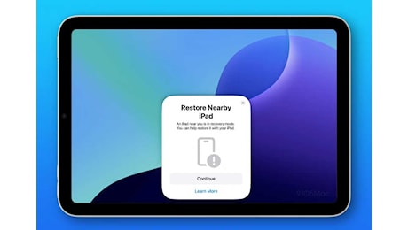 iPad mini 7 si ripristina senza collegamento con cavo