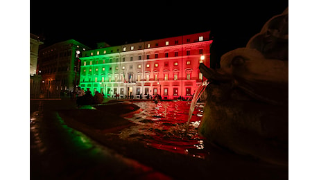 Giorno dell'Unità Nazionale e Giornata delle Forze Armate, Palazzo Chigi si illumina con il Tricolore