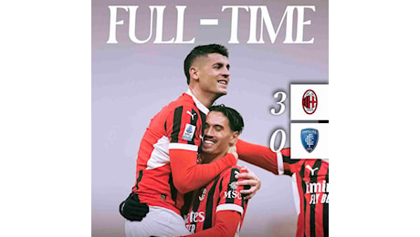 Controbalzo Milan: 3-0 all’Empoli e prove di risalita ; Musah…