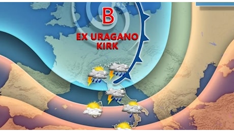 Meteo Italia, l'ex uragano Kirk porta temporali violenti