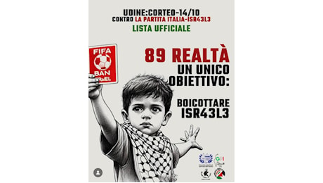 Allerta a Udine, corteo comitato per Palestina: Unico obiettivo boicottare Israele