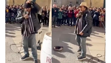 Al Bano si finge artista di strada e canta in piazza a Lecce. VIDEO