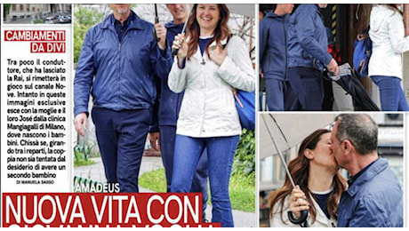 Amadeus e Giovanna Civitillo paparazzati all'ospedale dei bambini di Milano. Voglia di un altro figlio?