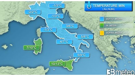 Freddo artico in arrivo, temperature sotto lo zero e rischio gelate. Ecco dove e quando, le previsioni