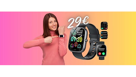 Smartwatch con + di 100 modalità sportive e microfono per chiamate a 29€