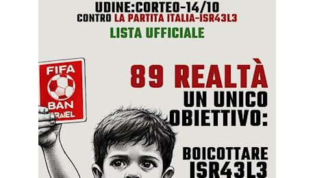 Allerta per partita Nazionale a Udine contro Israele, corteo comitato per Palestina