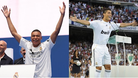 Mbappé come Cristiano Ronaldo durante la presentazione al Real: 1, 2, 3, Hala Madrid!