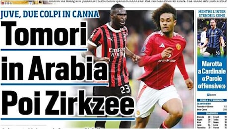 Tuttosport in prima pagina: Tomori in Arabia. La Supercoppa offre l'occasione alla Juve di trattare con il Milan per il difensore