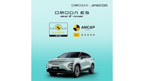 Omoda 5 EV conquista cinque stelle nei test di sicurezza Euro NCAP e ANCAP