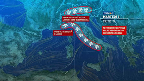 Meteo, fase di forte maltempo in arrivo: rischio nubifragi