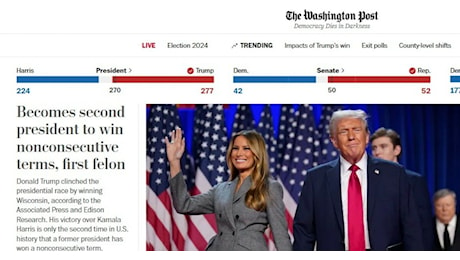 “Diventa il secondo presidente rieletto non consecutivamente, il primo criminale”: così il Washington Post annuncia la vittoria di Trump