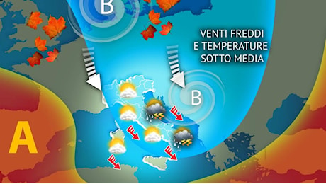 Weekend autunnale: venti freddi e temperature sotto la media. Temporali al Sud