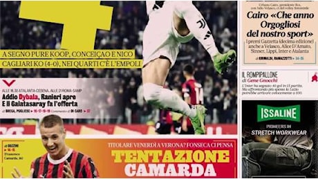 La Gazzetta in prima pagina sul Milan: Tentazione Camarda