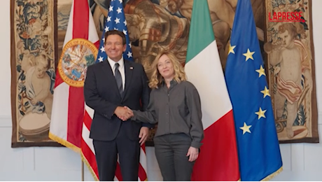 VIDEO Meloni incontra Ron DeSantis a Palazzo Chigi