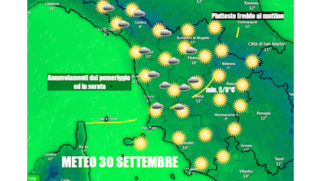 PROSSIMI ALLO ZERO IN ALTA QUOTA - SOTTO I 10 GRADI IN PIANURA - meteo Toscana