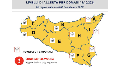 Maltempo, allerta meteo arancione in Sicilia. Attese piogge intense