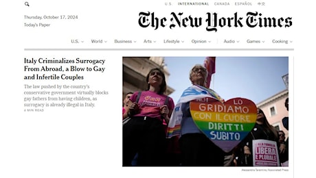 Maternità surrogata, la notizia del reato universale in apertura sul sito del New York Times