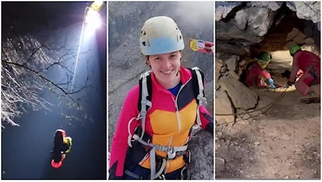 Ottavia Piana fuori dalla grotta di Bueno Fonteno alle 3 del mattino: “È salva, ci dava lei la carica”. Ora si trova in ospedale a Bergamo