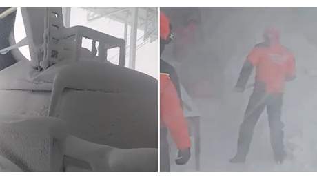 Terribile bufera di neve sul Gran Sasso (VIDEO). Soccorritori, personale dell'ostello e della funivia bloccati (resteranno lì a Natale): impossibile cercare i due dispersi