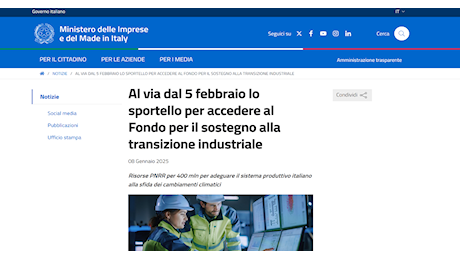 Transizione industriale: domanda per gli incentivi da febbraio