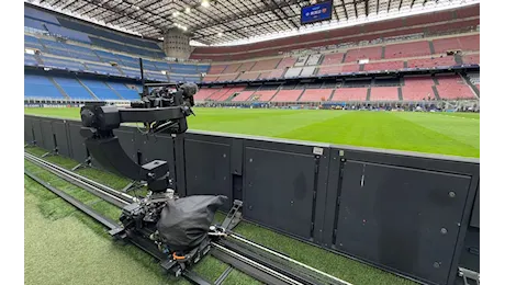 Inter - Barcellona su Sky con la Rail Cam ad una velocità di 3,5 metri al secondo