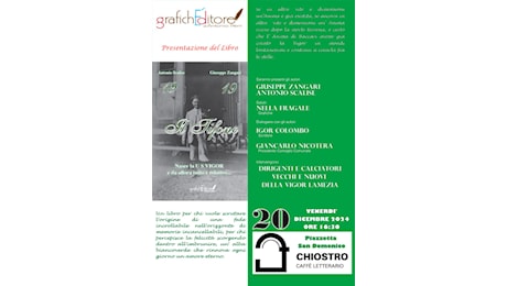 Lamezia, venerdì 20 al Chiostro presentazione del libro “Il Tifone” sulla nascita della Vigor