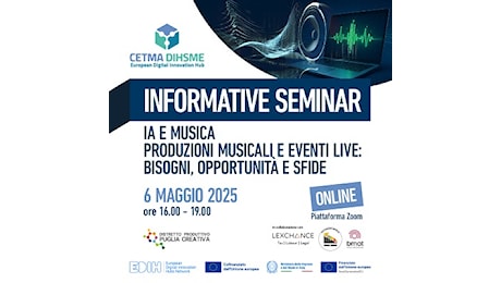 CETMA-DIHSME: IA E MUSICA – PRODUZIONI MUSICALI E EVENTI LIVE: BISOGNI, OPPORTUNITÀ E SFIDE