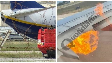 Brindisi, in fiamme il motore di un aereo ​Ryanair in partenza da Brindisi: paura a bordo per 184 passeggeri (evacuati da uno scivolo sulla pista). Stop a tutti i voli