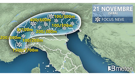 Meteo. Neve in arrivo, tanta sulle Alpi, giovedì anche a quote basse al Nord. Tutti i dettagli