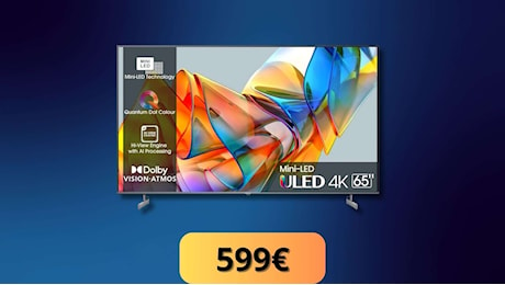 Hisense MINI-LED 4K da 65 in offerta: il prezzo scende sotto i 600€