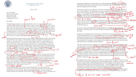 Harvard corregge la lettera con errori grammaticali inviata dalla segretaria dell’istruzione di Trump