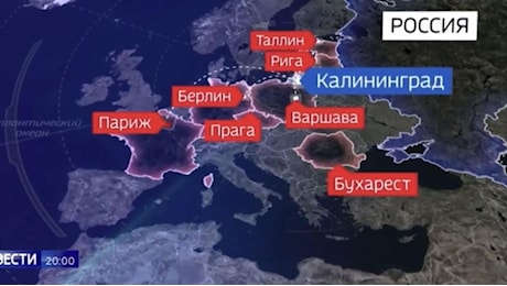 Missili sull’Europa, la propaganda del Cremlino sulla tv russa: “Bastano tre attacchi e questa civiltà crollerà”. E mostra la cartina geografica dei target
