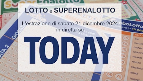 Estrazioni Lotto oggi e SuperEnalotto di sabato 21 dicembre 2024: tutti i numeri vincenti