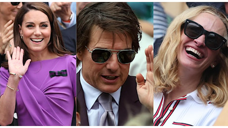 Wimbledon, le pagelle dei look dei vip alla finale: Kate Middleton da applausi (10), Tom Cruise onnipresente (5), Julia Roberts tennista (7)