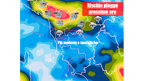 PIOGGE CONSISTENTI E RISCHIO TEMPORALI – METEO TOSCANA aggiornamenti precipitazioni – flash