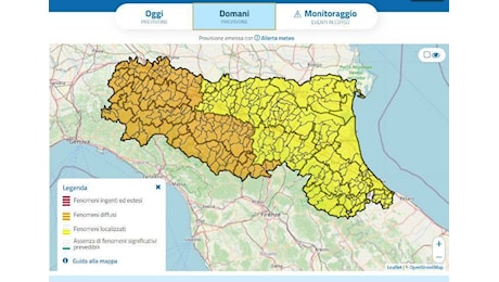 Maltempo, domani scatta l'allerta arancione anche a Modena