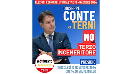 M5s: no a terzo inceneritore a Terni, Conte mercoledì 13 in città