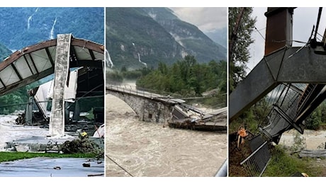 Maltempo situazione drammatica nell'Alto Ticino, diverse persone sono disperse: è crollato un ponte, ci sono frane e edifici danneggiati
